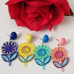 Acrylic Flower Deco Art Earrings